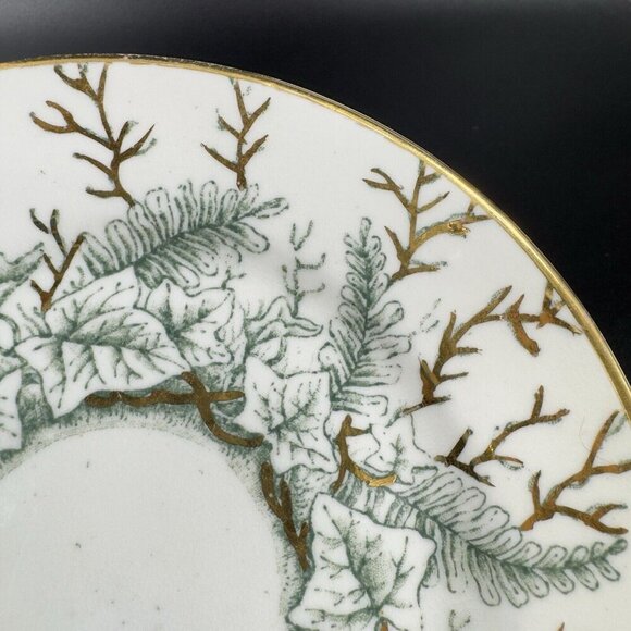 Antique R And Son Fine Porcelain Dish Plate Set 2 Dishes Plates Round IVY VTG - Picture 5 of 11